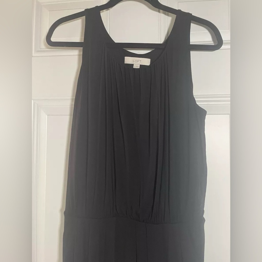 LOFT black cotton knit pleated mini Dress